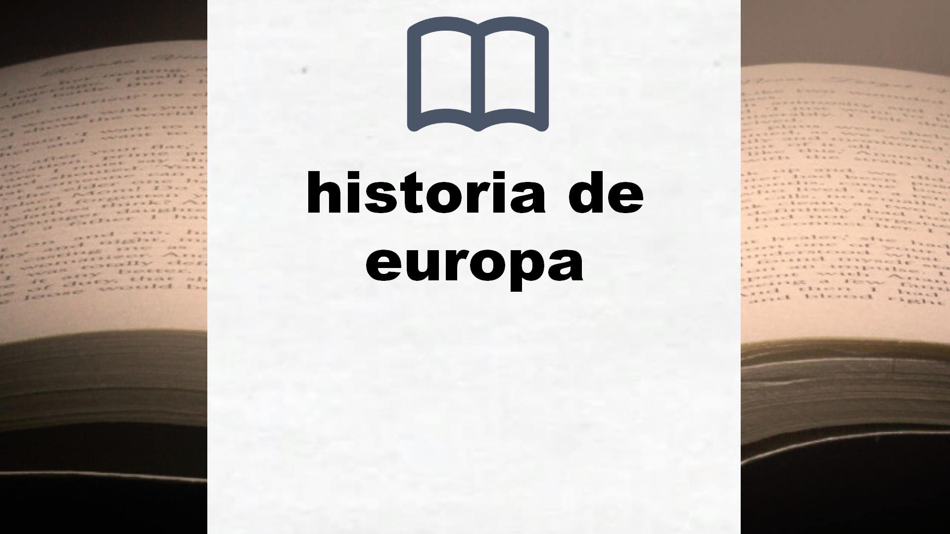 Libros sobre historia de europa
