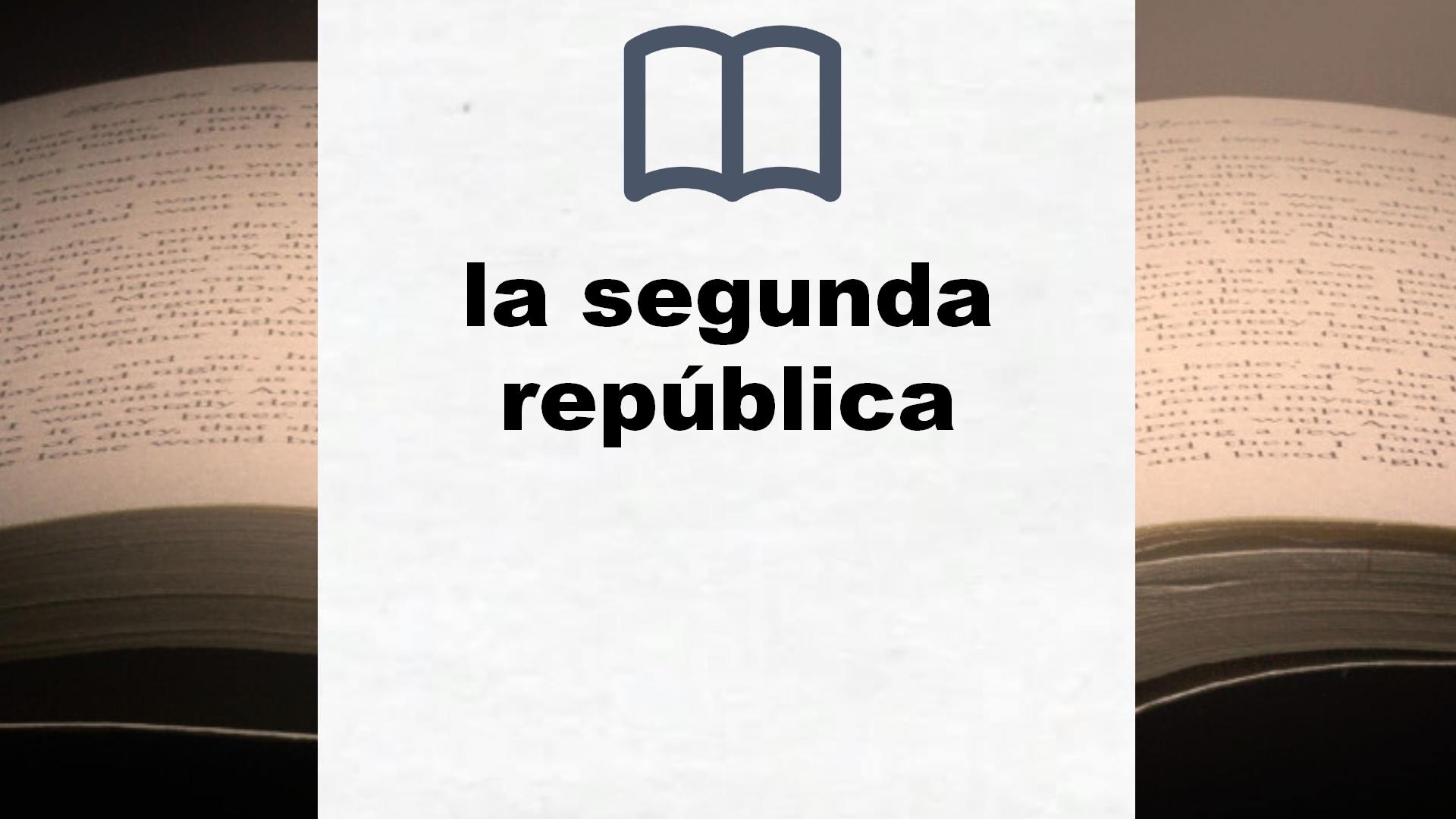 Libros sobre la segunda república